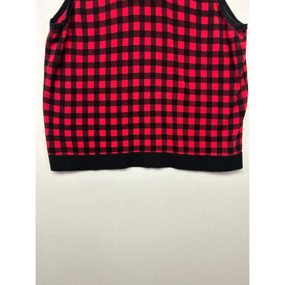 Buffalo Plaid CJ Banks Womens 3X Red Knit Sweater Vest Preppy Cabin Country - Picture 8 of 9